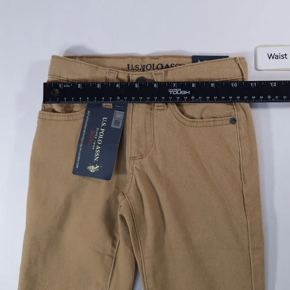 U.S. Polo Assn Boys Size 4 Honey Straight Twill Pants NWT Adjustable School Play